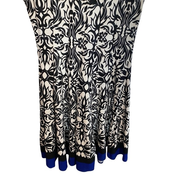 HAANI Petite Women's Flared Dress Midi Floral White/Black Print Sleeveless PXL - Picture 6 of 15